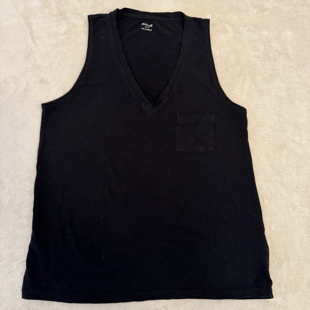 Madewell Tank Top Women’s S V-Neck Sleeveless Tee Pocket Whisper Cotton G4319